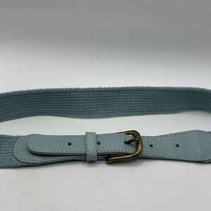 Together! Light Blue Canvas & Leather Belt with Brass Buckle